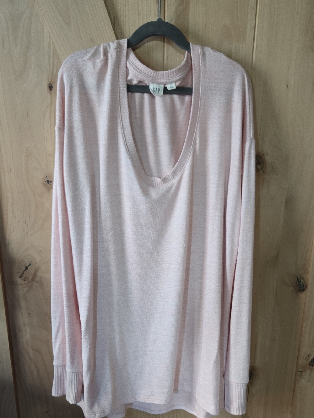 GAP Light Pink Scoop Neck Long Sleeve Top, M